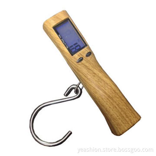 Wooden Grain Luggage Scale with Hanger, LCD Display, Blue Backlight and Low-battery Indication